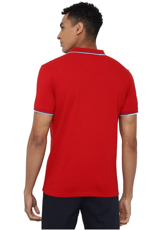 Allen Solly Men's Solid Regular Fit Polo (ASKPQRGFM50454_Red L)
