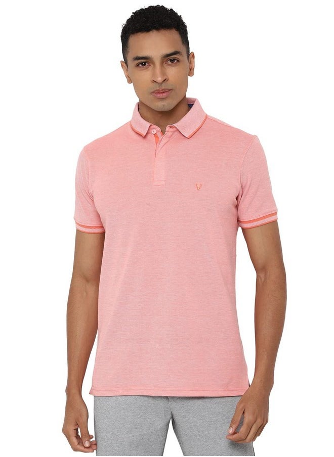 Allen Solly Men's Plain Regular Fit Polo (ASKPQRGFY00914_Peach XL)
