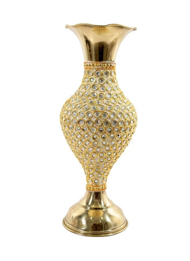 Skywalk Metal Flower Vase (14 Inches, Gold)