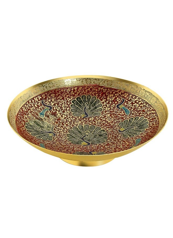 Skywalker Hand Crafted Metal Brass Fruit Bowl with Decorative Carving Work, Perfect for Home Decoration and Gifting, Size :9 Inch