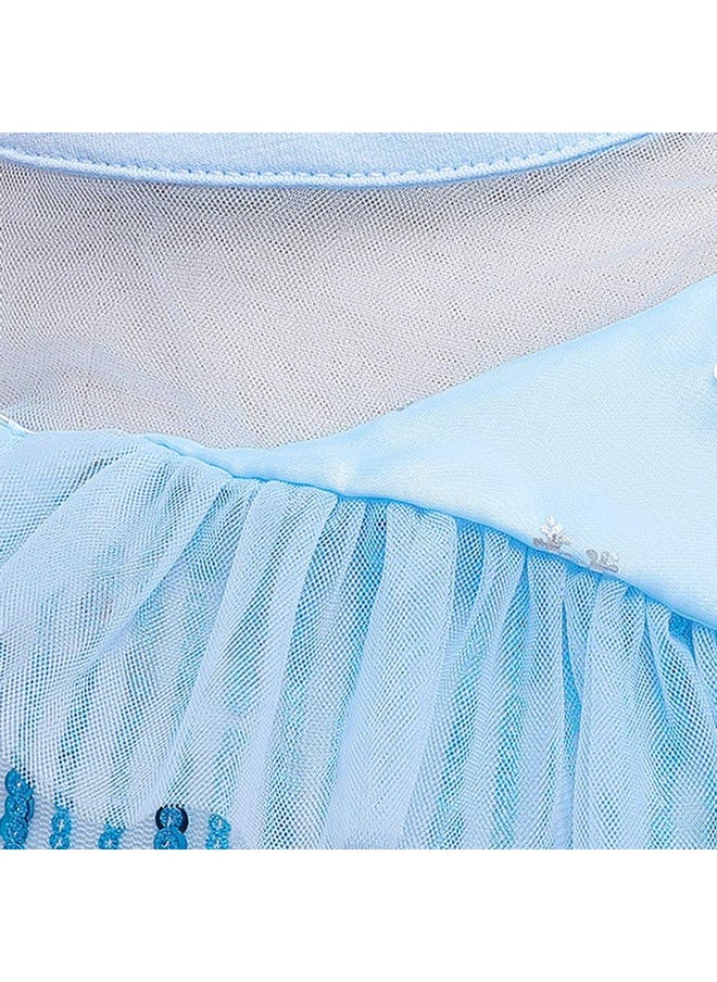 Hopscotch Girls Sequin Embellished Floor Length Gown In Blue Color For Ages 3-4 Years