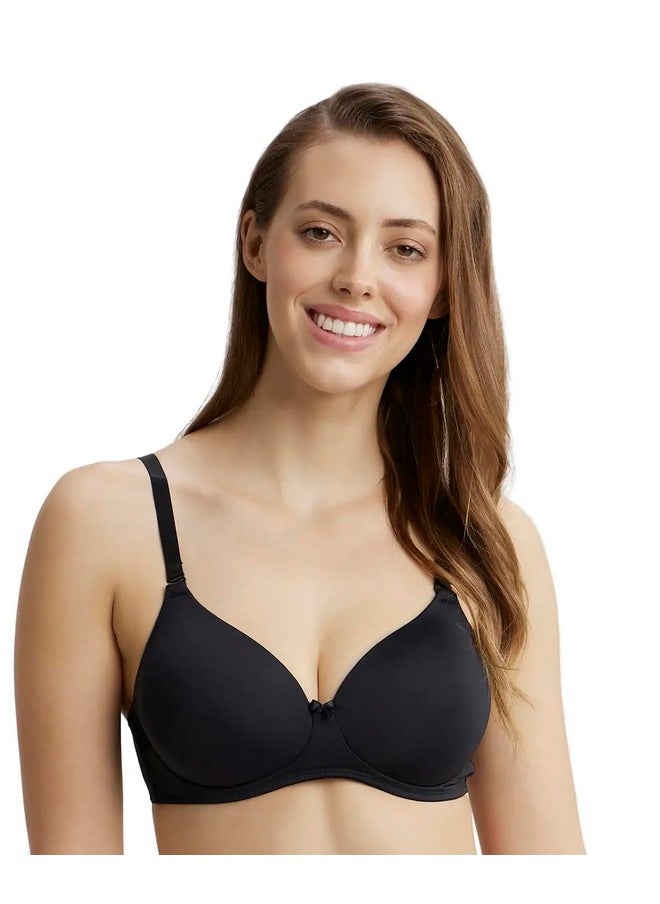 Jockey 1819 Women's Wirefree Padded Microfiber Nylon Elastane Stretch Full Coverage Multiway Styling T-Shirt Bra with Magic Under Cup_Black_36C