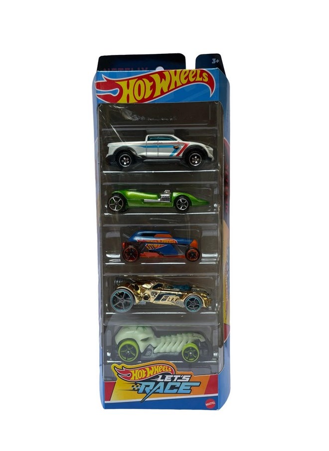 Hot Wheels Car 2024 Let's Race Pack of 5 (2 Tuff, Twin Mill, Rip Rod, Rocketfire, Skull Crusher) Multi - Color