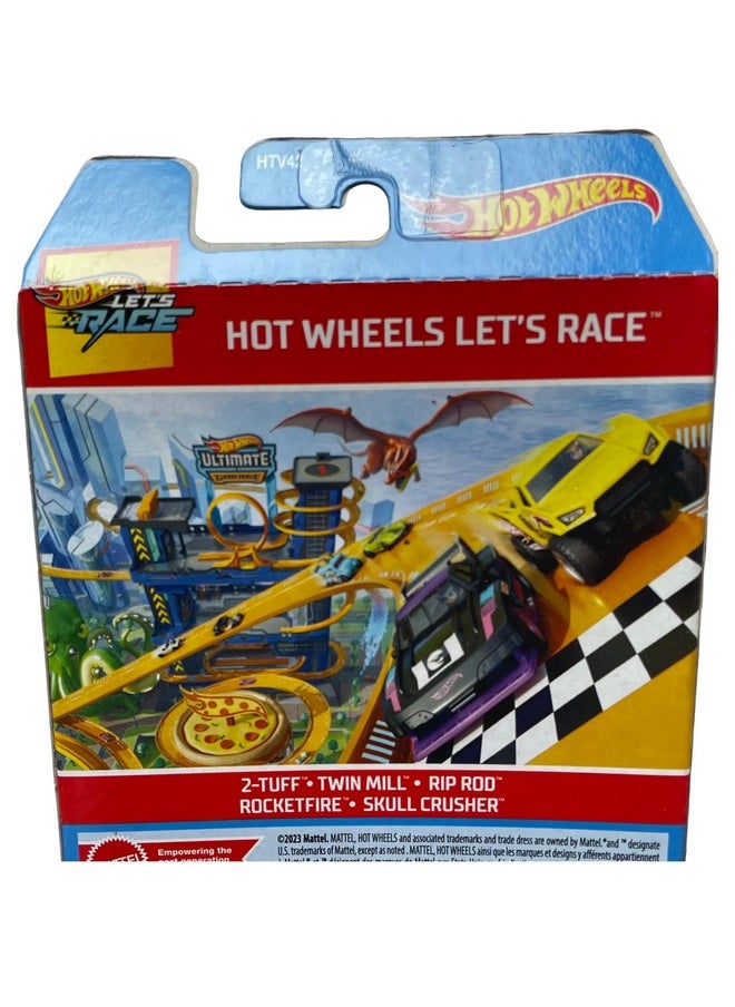 Hot Wheels Car 2024 Let's Race Pack of 5 (2 Tuff, Twin Mill, Rip Rod, Rocketfire, Skull Crusher) Multi - Color