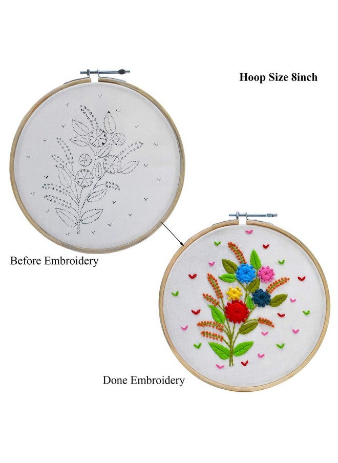 Embroiderymaterial Beginners Kit Hand Embroidery Tutorial Diy Kit With 6 Different Types of Embroidery Stitches 7 Items (Multicolor).