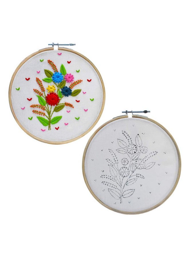 Embroiderymaterial Beginners Kit Hand Embroidery Tutorial Diy Kit With 6 Different Types of Embroidery Stitches 7 Items (Multicolor).