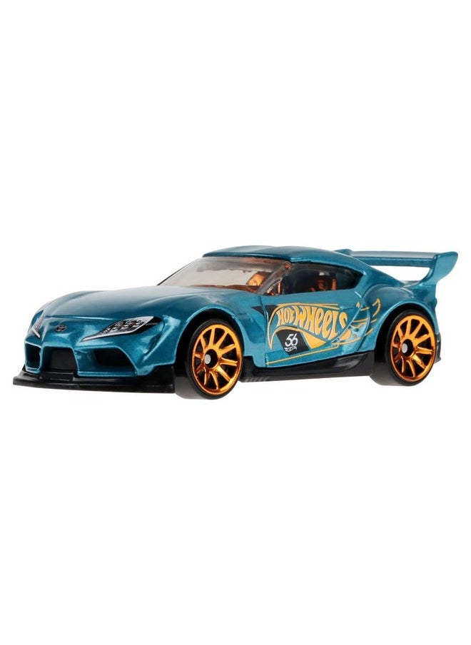 Hot Wheels 1:64 Scale Die-Cast Vehicle 20 Toyota GR Supra with Turquoise- & Copper-Colored Deco to Celebrate HW 56th Anniversary