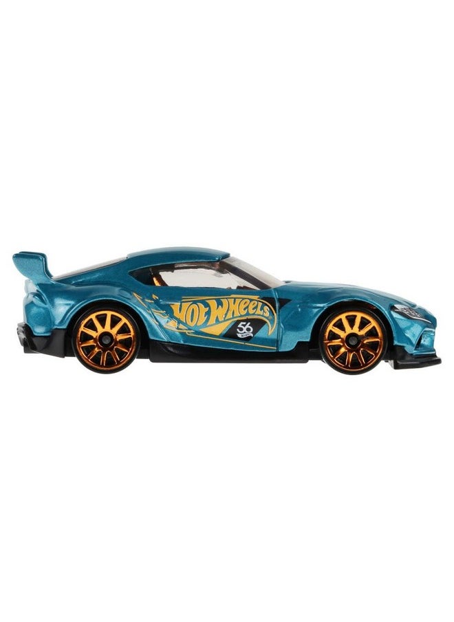 Hot Wheels 1:64 Scale Die-Cast Vehicle 20 Toyota GR Supra with Turquoise- & Copper-Colored Deco to Celebrate HW 56th Anniversary