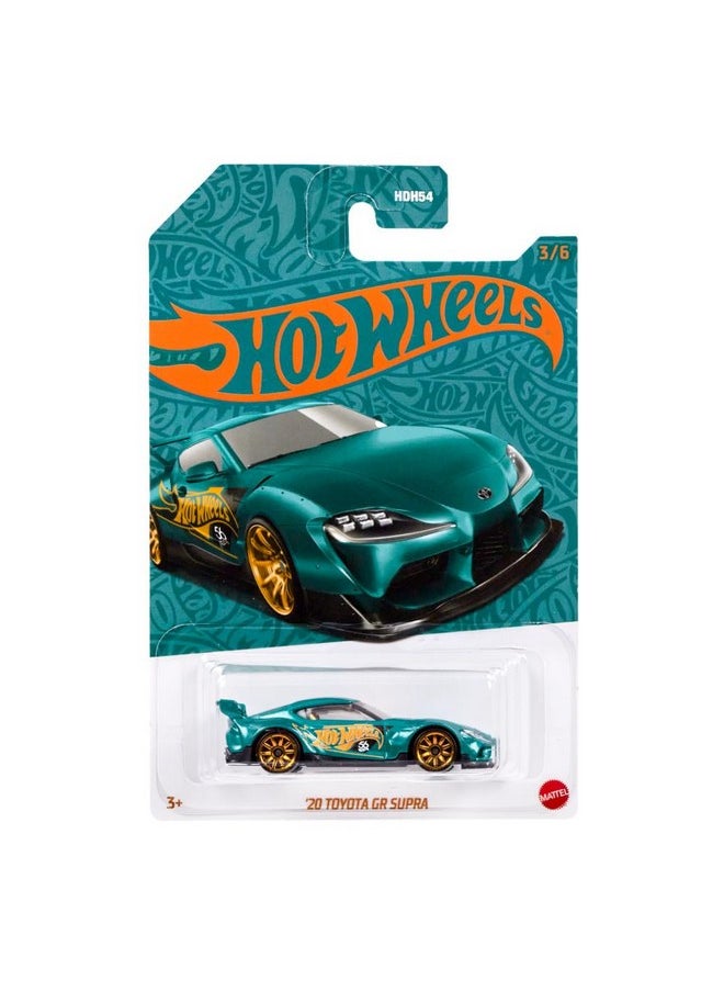 Hot Wheels 1:64 Scale Die-Cast Vehicle 20 Toyota GR Supra with Turquoise- & Copper-Colored Deco to Celebrate HW 56th Anniversary