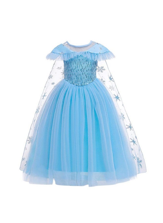Hopscotch Girls Sequin Embellished Midi Gown In Blue Color For Ages 8-9 Years