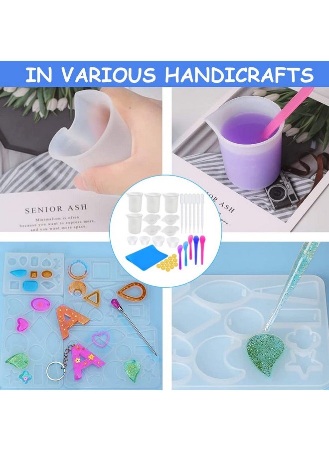 ELEPHANTBOAT® Silicone Mould Resin Measuring Cups Kit with Mixing Bowl,Stir Sticks,Spoons,Droppers,Finger Cots,Coloring Cups for DIY Resin Craft Jewelry Making 36 pcs