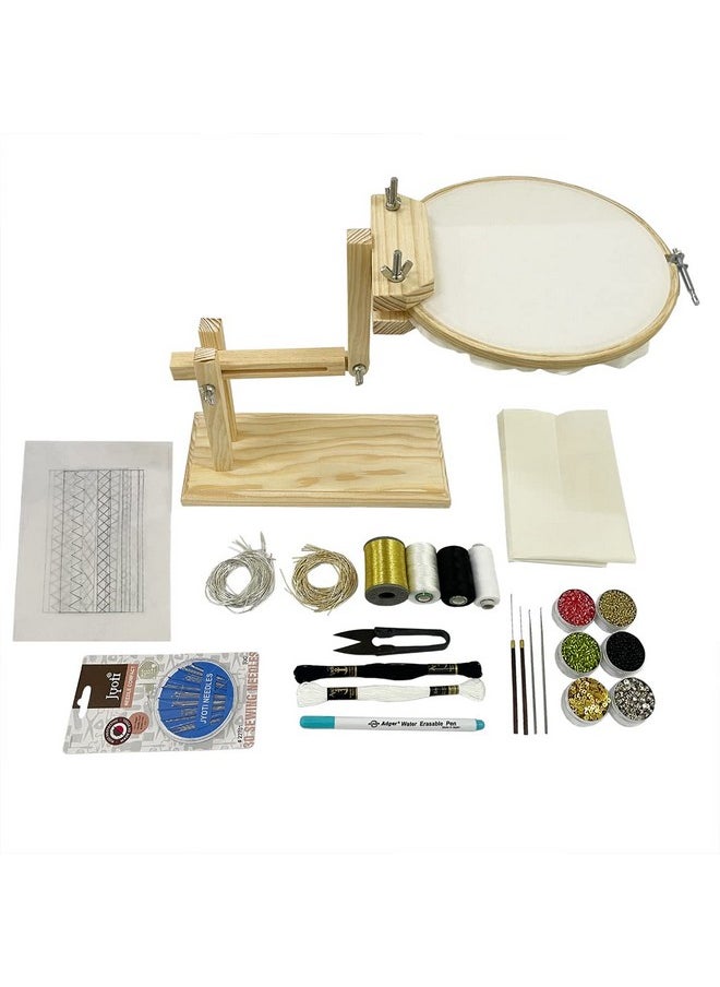 Embroiderymaterial Embroidery Kit to Practice Aari, Zardosi, Tambour & Luneville Hand Embroidery. Hoop Stand Included. 17 Types of Embroidery Supplies.,Paper