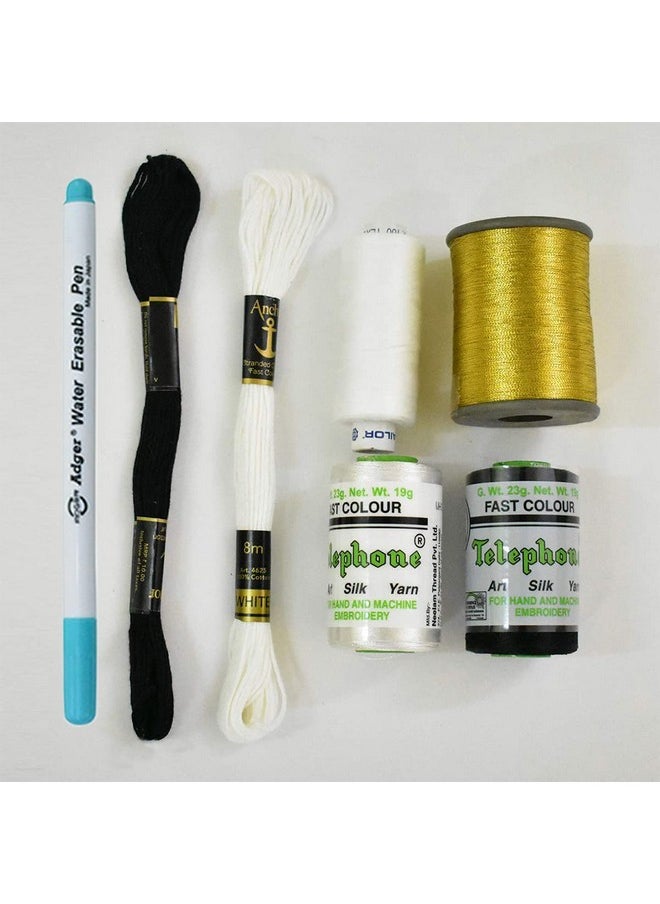 Embroiderymaterial Embroidery Kit to Practice Aari, Zardosi, Tambour & Luneville Hand Embroidery. Hoop Stand Included. 17 Types of Embroidery Supplies.,Paper