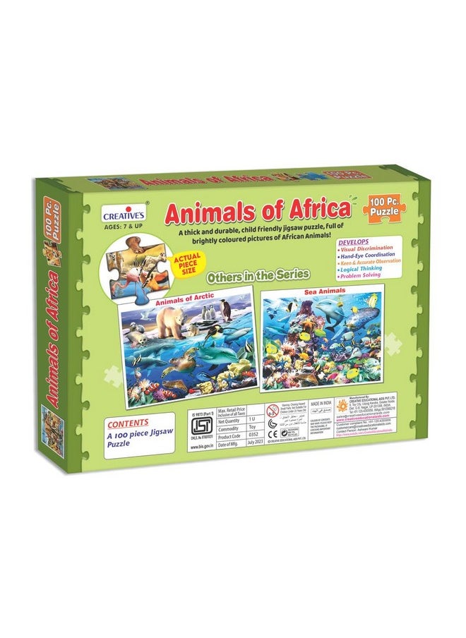 Creative's Animals of Africa |Jigsaw Puzzles |Fun and Challenging Puzzles |Puzzles for Kids and Adults |Animal Jigsaw Puzzles for kids| 100 Pieces Jigsaw Puzzles |Logical Thinking for kids | Ages 7&Up