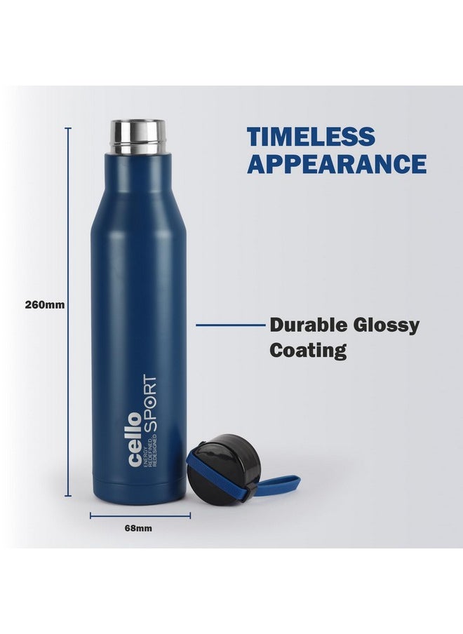 Cello Maestro Thermosteel Flask, 550ml, Blue | 24 Hours Hot & Cold Stainless Steel Bottle | Leak Proof & Screw Top Lid | Ideal for Office, Gym, Home, Kitchen, Hiking, Trekking, Travel Bottle