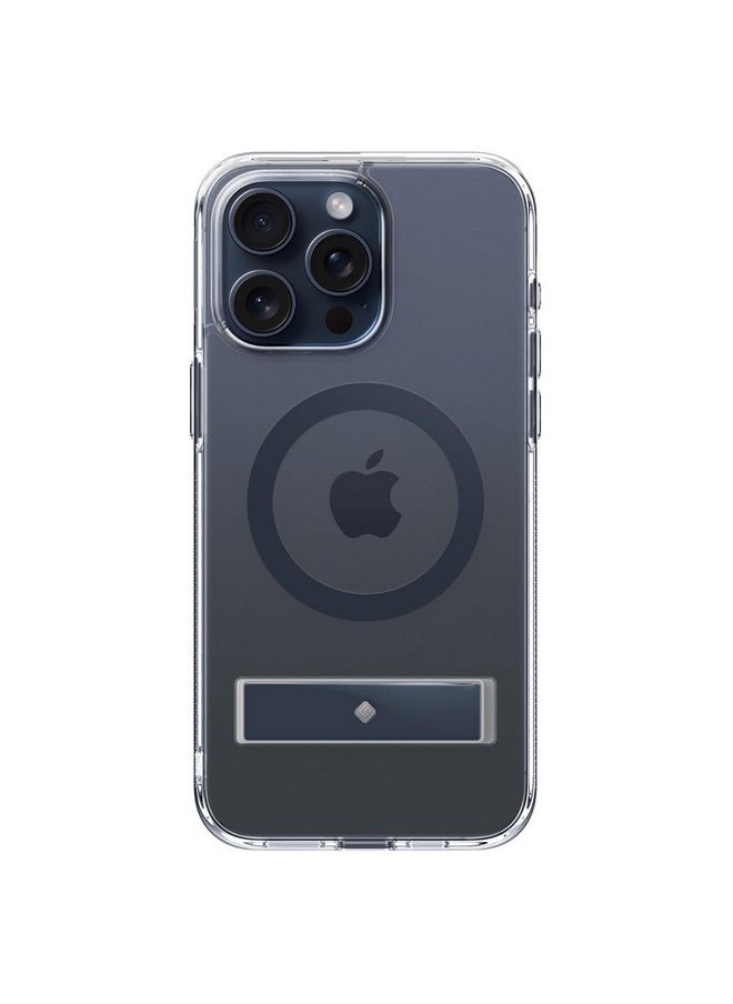 CASEOLOGY by Spigen Capella Mag Kickstand Back Cover Case Compatible with iPhone 15 Pro Max Case (TPU and Polycarbonate | Clear Titan Blue)