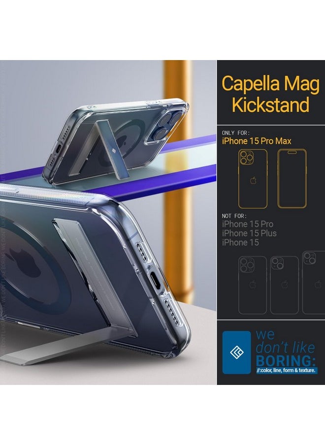 CASEOLOGY by Spigen Capella Mag Kickstand Back Cover Case Compatible with iPhone 15 Pro Max Case (TPU and Polycarbonate | Clear Titan Blue)
