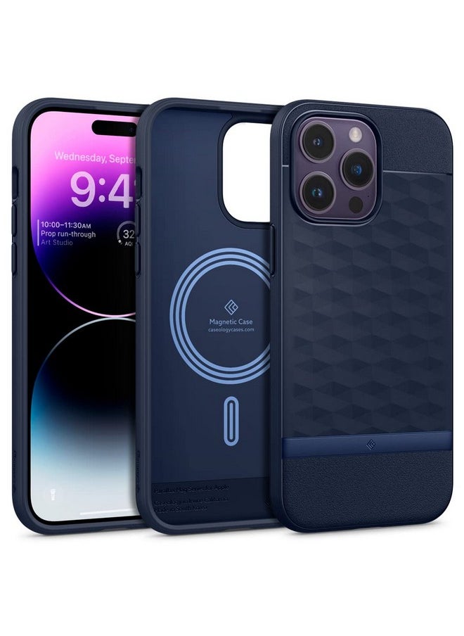 CASEOLOGY by Spigen Parallax Mag Back Cover Case Compatible For iPhone 14 Pro Max (TPU and Polycarbonate|Midnight Blue)