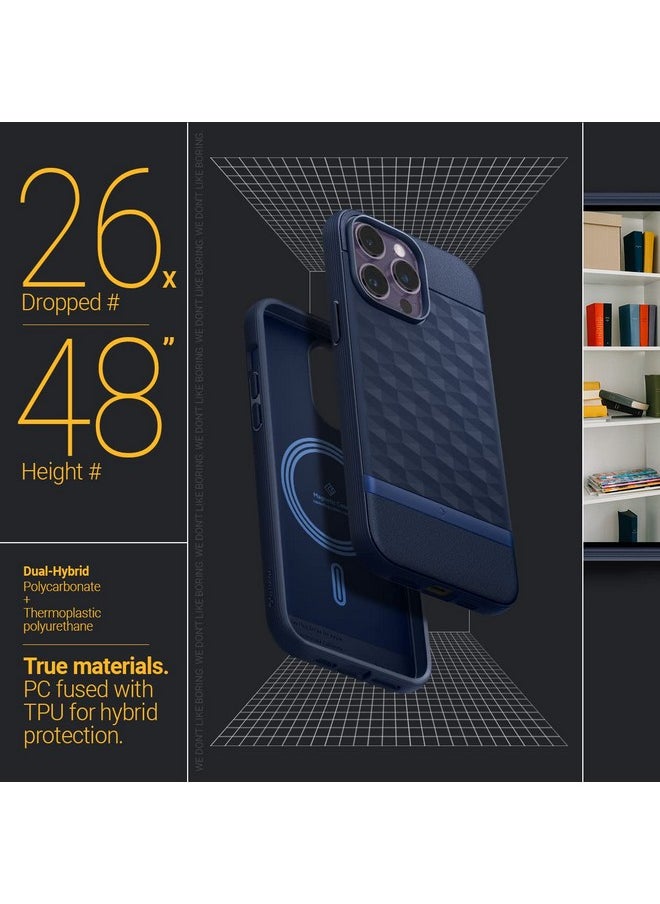 CASEOLOGY by Spigen Parallax Mag Back Cover Case Compatible For iPhone 14 Pro Max (TPU and Polycarbonate|Midnight Blue)
