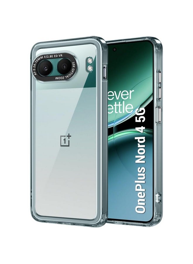 TheGiftKart Hybrid ShockProof Back Cover Case for OnePlus Nord 4 5G | Stylish Camera Border | Electroplated Buttons | Crystal Clear Hard Back Cover for OnePlus Nord 4 5G (TPU & PC, Transparent Bumper)