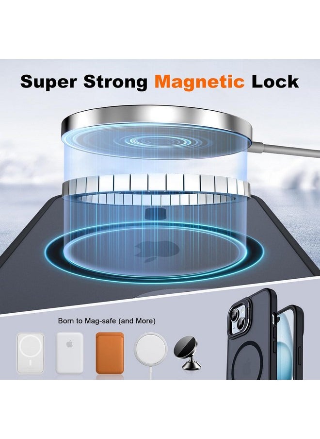 EGOTUDE Magnet Stand Case for iPhone 15 Plus & iPhone 14 Plus | Translucent Frosted Back Cover Compatible with Mag-Safe