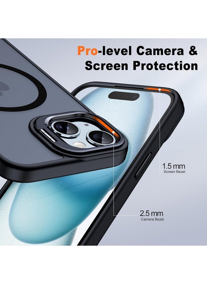 EGOTUDE Magnet Stand Case for iPhone 15 Plus & iPhone 14 Plus | Translucent Frosted Back Cover Compatible with Mag-Safe