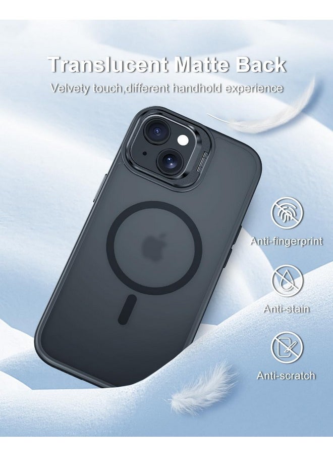 EGOTUDE Magnet Stand Case for iPhone 15 Plus & iPhone 14 Plus | Translucent Frosted Back Cover Compatible with Mag-Safe