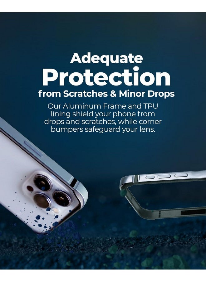 RAEGR iPhone 15 Pro Case | Anodized Aluminum Bumper | Supports Mag-Safe Wireless Charging | Edge Armor Protective Minimal Case Designed for iPhone 15 Pro (6.1-Inch) (2023) - Sierra Blue RG10518