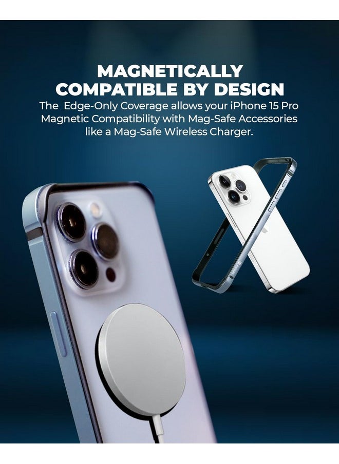 RAEGR iPhone 15 Pro Case | Anodized Aluminum Bumper | Supports Mag-Safe Wireless Charging | Edge Armor Protective Minimal Case Designed for iPhone 15 Pro (6.1-Inch) (2023) - Sierra Blue RG10518