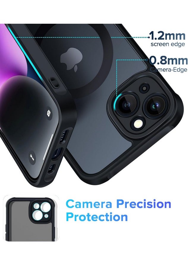EGOTUDE Designed for iPhone 14| Strong Magnet Camera Protection Translucent Matte Hard Back Cover Compatible with Mag-Safe (TPU+Polycarbonate | Frost Black)