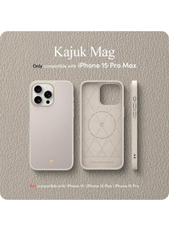 CYRILL Spigen Kajuk Mag Compatible with iPhone 15 Pro Max Case (2023) [PC, TPU, PU Leather | Cream]