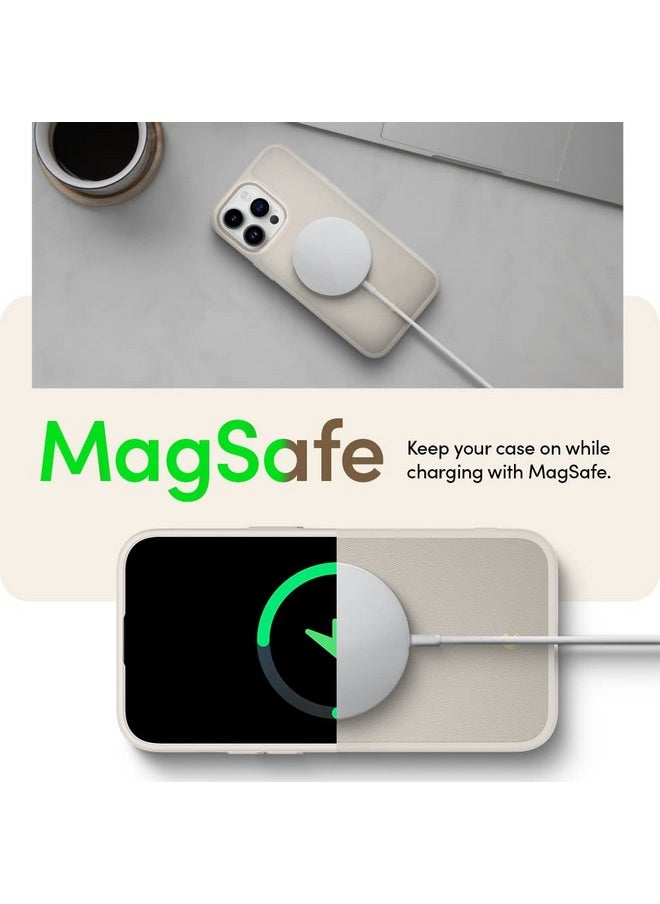 CYRILL Spigen Kajuk Mag Back Cover Case Compatible with iPhone 14 Pro Max (2022) (TPU + PC + Faux Leather) - Cream