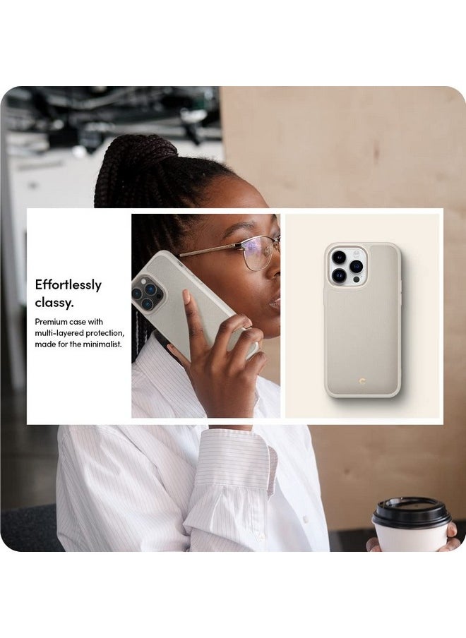 CYRILL Spigen Kajuk Mag Back Cover Case Compatible with iPhone 14 Pro Max (2022) (TPU + PC + Faux Leather) - Cream