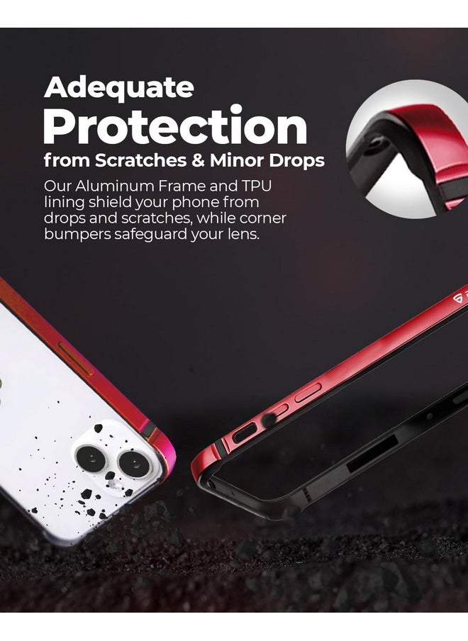 RAEGR iPhone 15 Case | Anodized Aluminum Bumper | Mag-Safe Compatible | Edge Armor Protective Minimal Case Designed for iPhone 15 (6.1-Inch) 2023 - Red RG10481