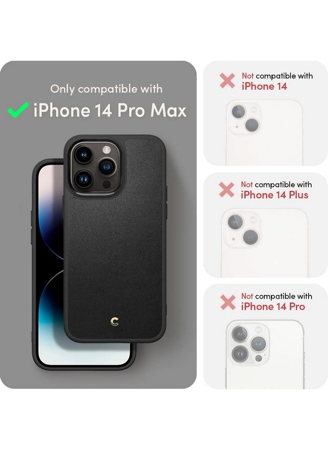 CYRILL Spigen Kajuk Mag Back Cover Case Compatible for iPhone 14 Pro Max (2022, TPU + PC + Faux Leather, Black)