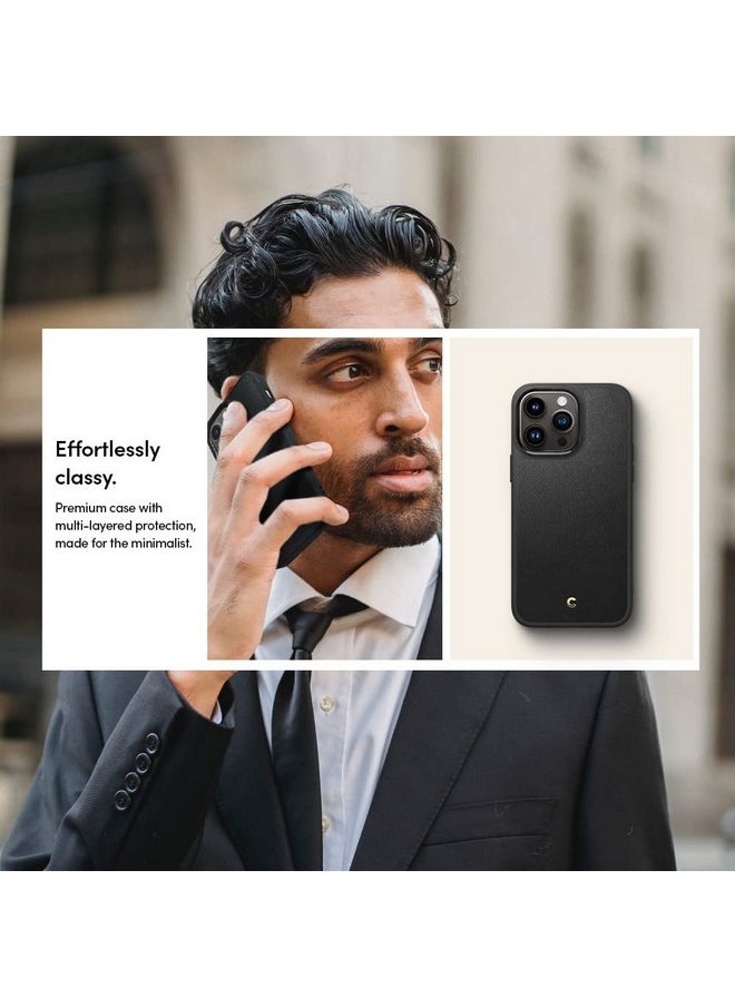 CYRILL Spigen Kajuk Mag Back Cover Case Compatible for iPhone 14 Pro Max (2022, TPU + PC + Faux Leather, Black)