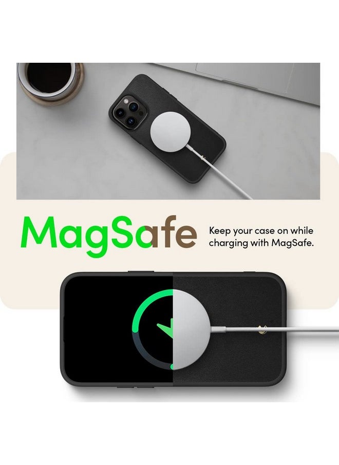 CYRILL Spigen Kajuk Mag Back Cover Case Compatible for iPhone 14 Pro Max (2022, TPU + PC + Faux Leather, Black)
