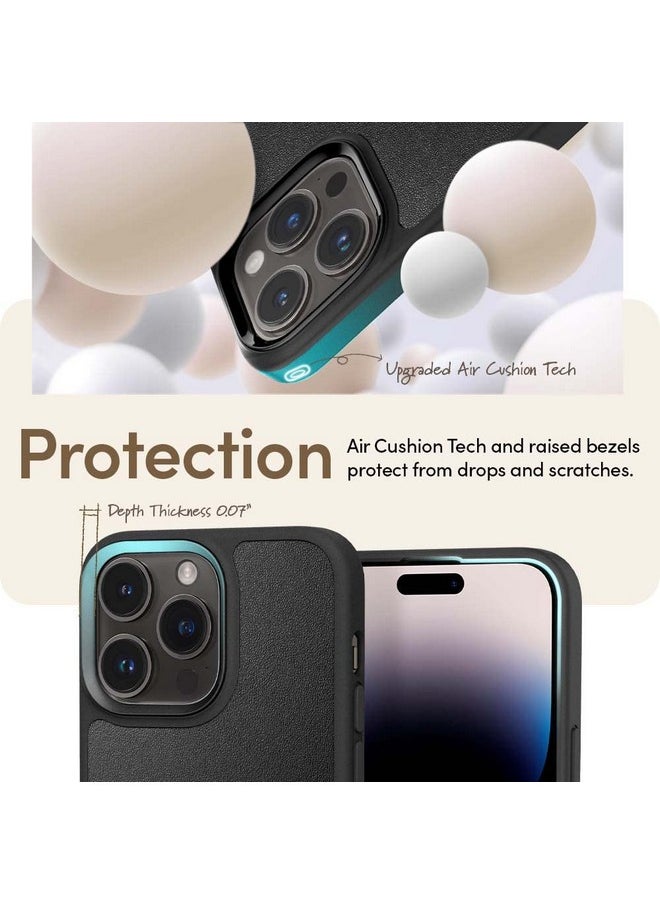 CYRILL Spigen Kajuk Mag Back Cover Case Compatible for iPhone 14 Pro Max (2022, TPU + PC + Faux Leather, Black)
