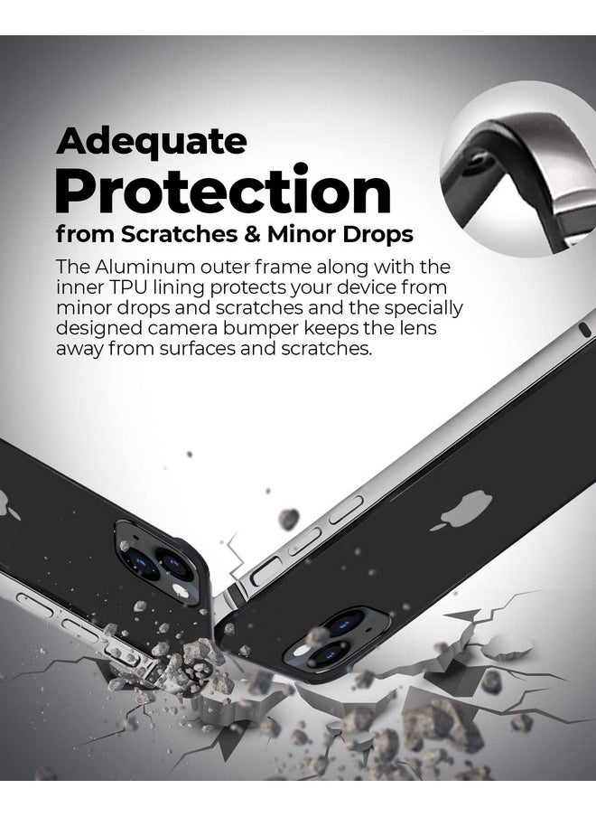 RAEGR iPhone 14 Plus / 13 Pro Max Case | Anodized Aluminum Bumper | Mag-Safe Compatible | Edge Armor Protective Minimal Case Designed for iPhone 14 Plus / 13 Pro Max (6.7-Inch) - Silver RG10432