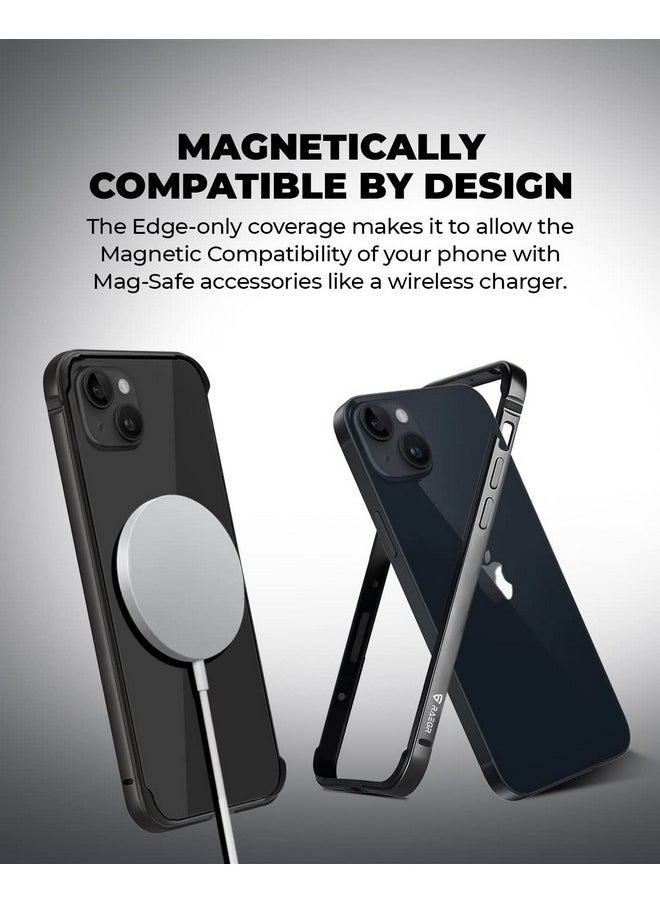 RAEGR iPhone 14 Plus / 13 Pro Max Case | Anodized Aluminum Bumper | Mag-Safe Compatible | Edge Armor Protective Minimal Case Designed for iPhone 14 Plus / 13 Pro Max (6.7-Inch) 2022 - Black RG10429