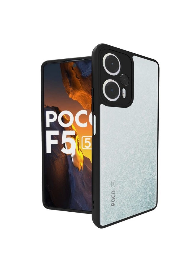 RIGGEAR Shockproof Sleek Hybrid Armor Back Cover Case for Poco F5 5G (Transparent PC + Black TPU Bumper)