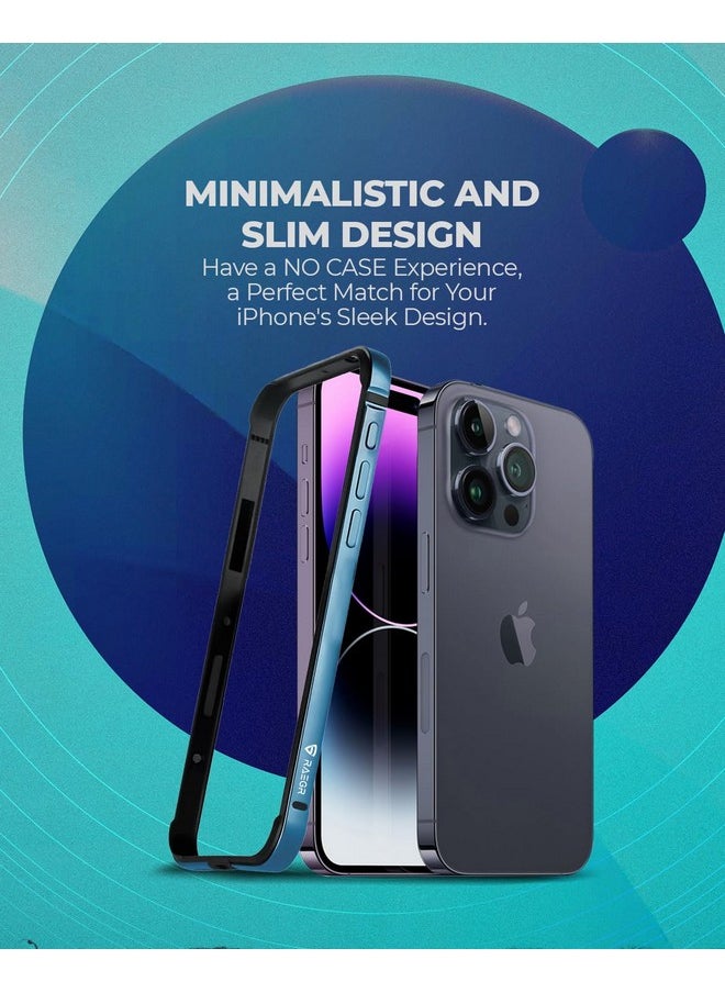 RAEGR iPhone 15 Pro Case | Anodized Aluminum Bumper | Supports Mag-Safe Wireless Charging | Edge Armor Protective Minimal Case Designed for iPhone 15 Pro (6.1-Inch) (2023) - Blue RG10512