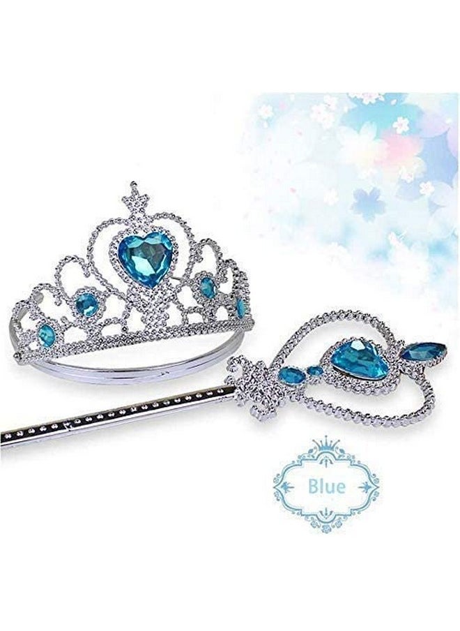 Kaku Fancy Dresses Plastic Fairy Tales Character Princes Elsa Accessories Crown, Wig & Wand -White-Silver, 3-10 Years, For Girls