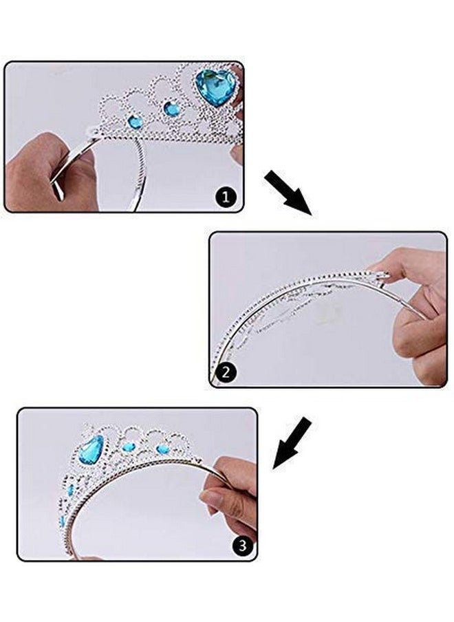 Kaku Fancy Dresses Plastic Fairy Tales Character Princes Elsa Accessories Crown, Wig & Wand -White-Silver, 3-10 Years, For Girls