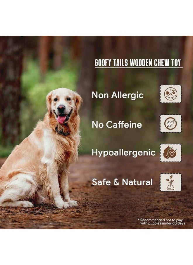 Goofy Tails Coffee Wood Dog Toys Combo | Natural, Splinter Free, Caffeine Free Dog Chew Toys Puppy Toy| Training Chew Toys for Dogs and Aggressive Chewers| Dog Toy (Medium, 2 Pieces)