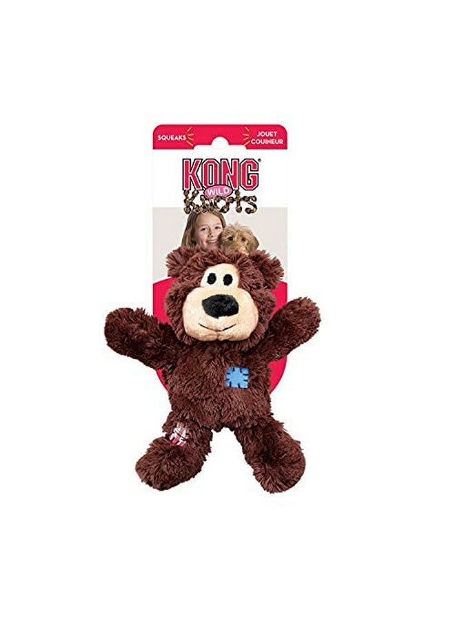 KONG Wild Knots Bear Dog Toy, Soft Plush with Internal Rope Skeleton, Durable & Cuddly for Gentle Chewing, Shaking, Thrashing, Squeaker Reduces Boredom, for Indoor Fetch, Snuggling, Medium/Large