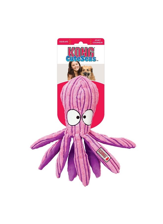 KONG Cuteseas Octopus Plush Dog Toy, Soft Cuddly Toy with Squeaker & Crinkle Sounds, Gentle on Teeth, Perfect for Snuggling, Tossing, Interactive Play, Reduces Anxiety, Promotes Relaxation, Medium