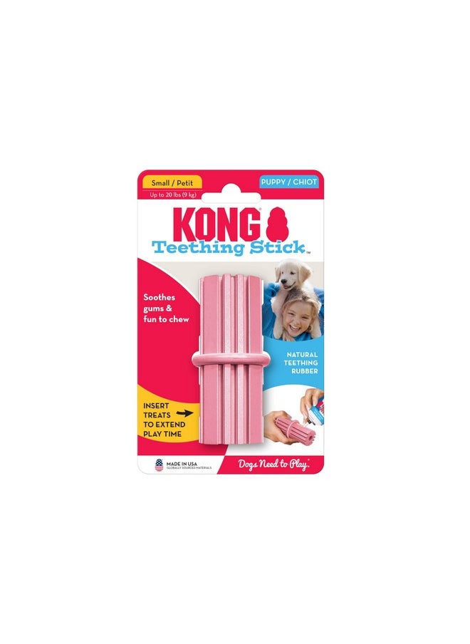 KONG Puppy Teething Stick, Gentle Chew Toy for Teething Puppies, Natural Rubber with Ridges for Sore Gums, Promotes Healthy Chewing, Stuff Dog Treats, for Crate Training, Assorted Blue/Pink, Small