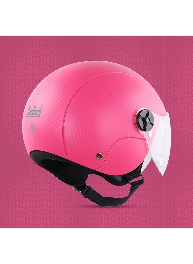 Steelbird Sbh-16 Ruby Isi Certified Open Face Motorcycling Helmet(Small 560 Mm,Dashing Pink With Clear Visor)