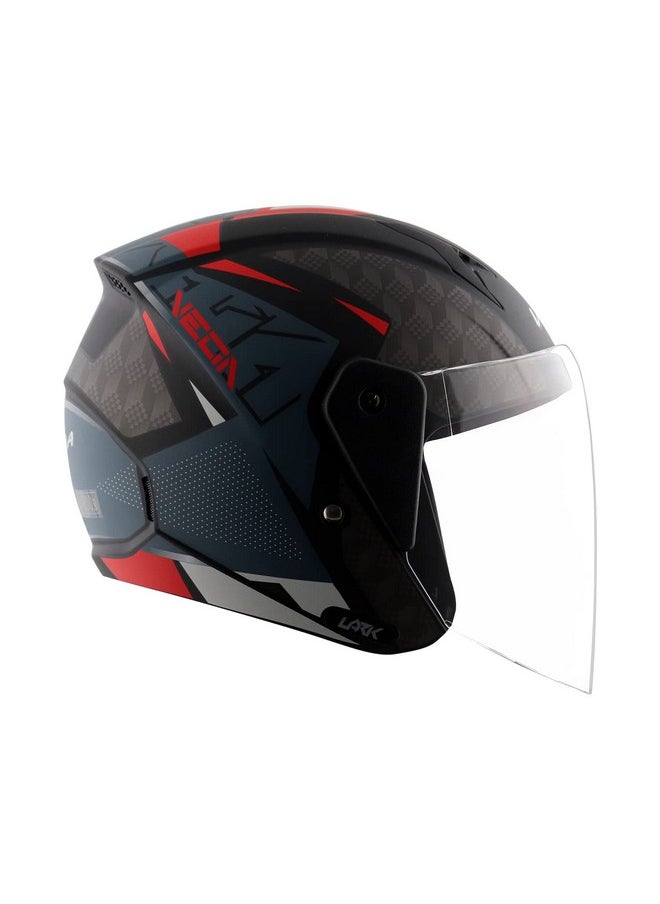 Vega Lark Twist Open Face Helmet Dull Black Red, Size: M(57-58 cm)